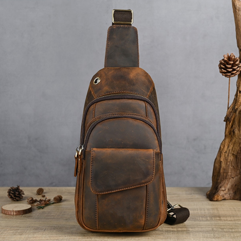 Genuine Leather Backpack - Tas Dada Pria Multifungsi Mewah Desainer