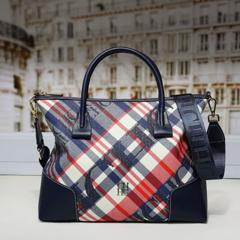 Luxury Bags Gold - Tas Tote Wanita CH Luxury Plaid