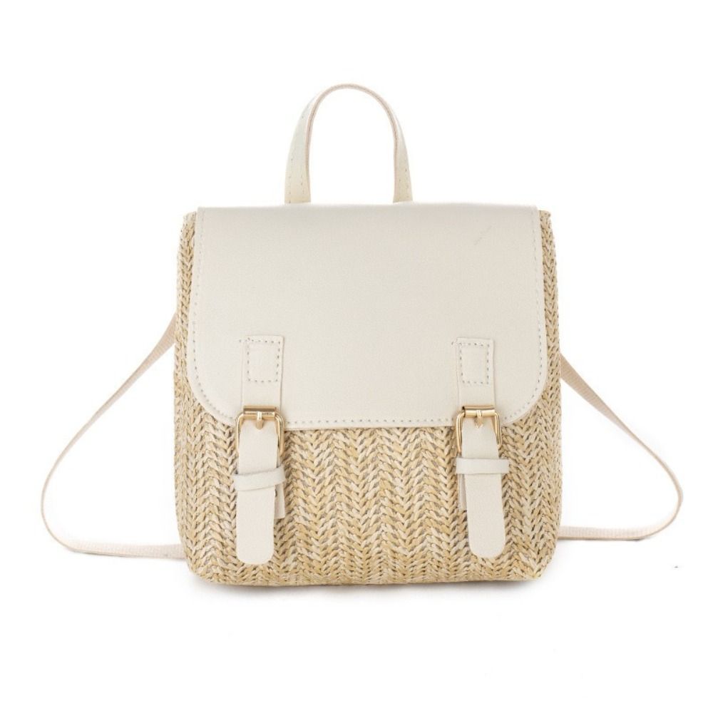 Luxury Bags Vintage - Tas Serbaguna Ransel Jerami Kulit PU