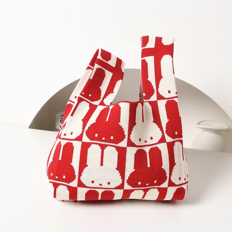 Luxury Bags Luggage - Tas Tote Rajut Mewah Miffy Red