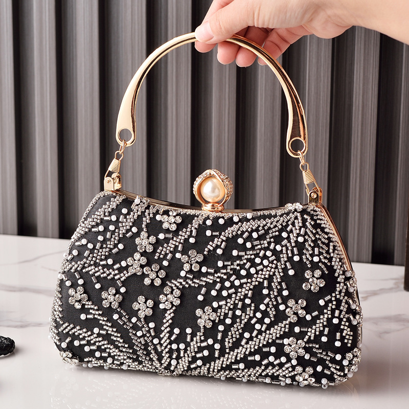 Luxury Bags In China Wholesale - Tas Tangan Hitam Manik-manik Vintage Tas