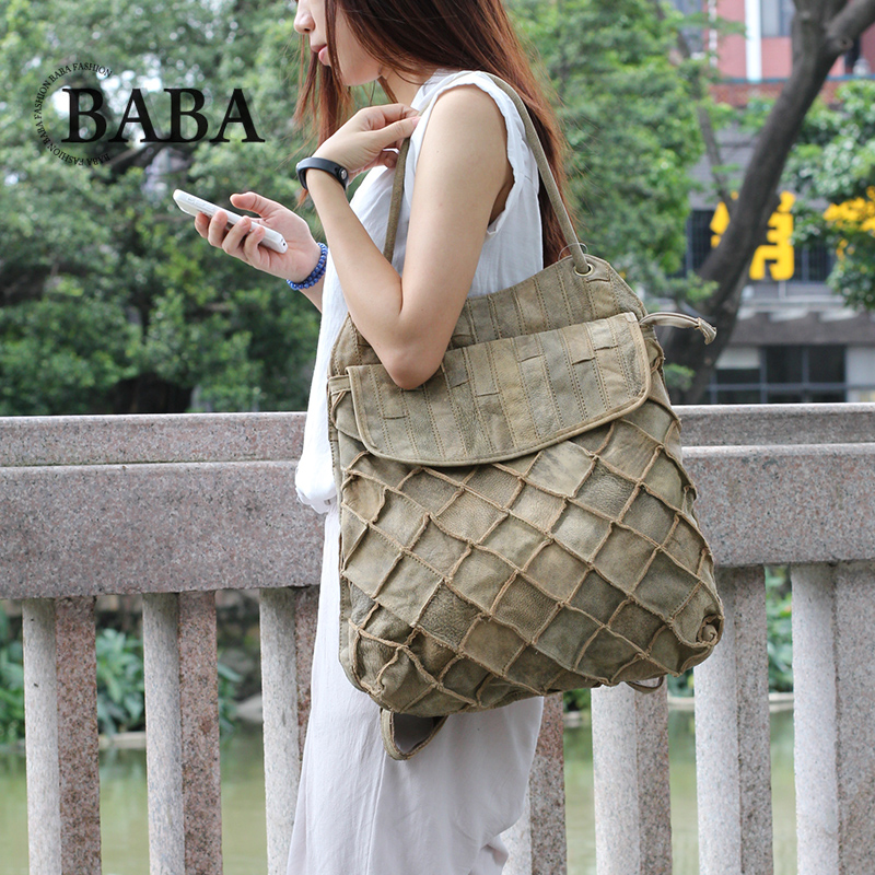Genuine Leather Backpack - Ransel Eropa/Amerika Baru Ransel Kulit Kapasitas