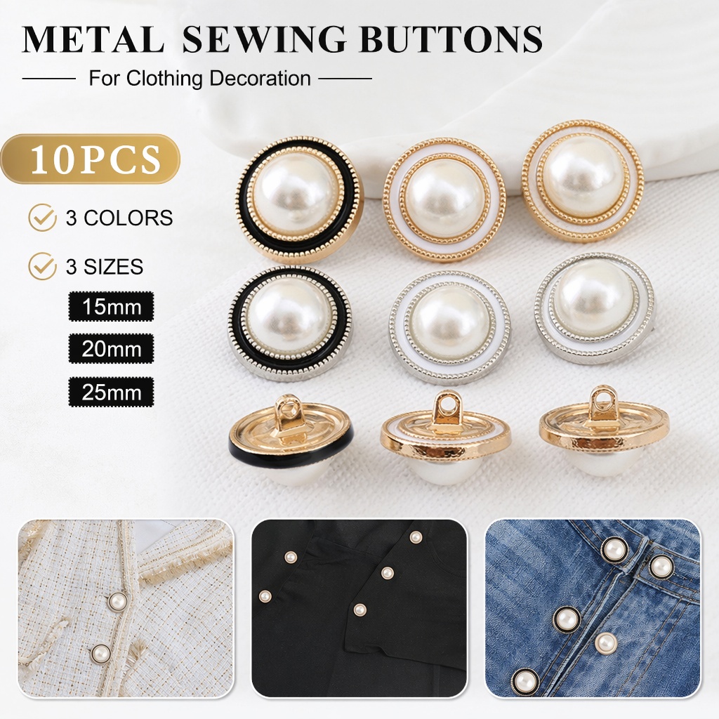 Luxury Bags Dry Clean - 10 Buah Kancing Jahit Logam Mutiara
