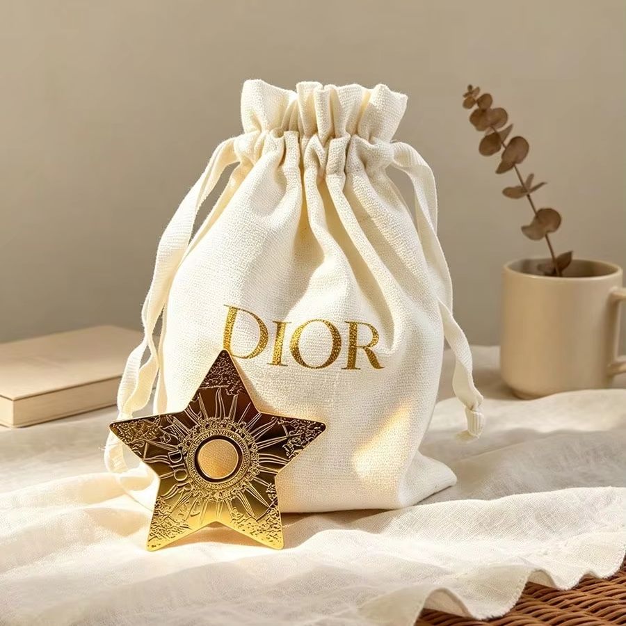 Luxury Bags Dior - Tas Serut Kanvas Dior Off-White dengan