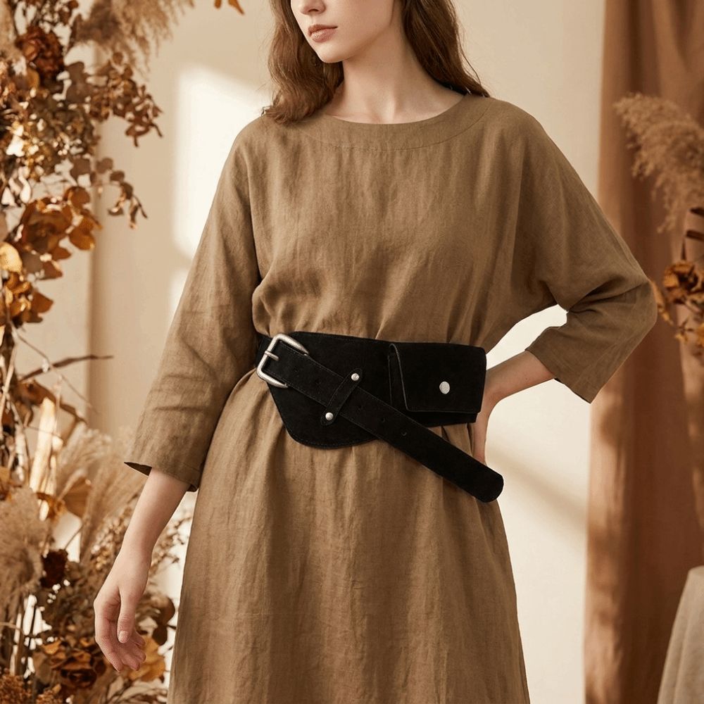Belt Bag Leather Wide - Sabuk Pinggang Lebar PU Fashion dengan